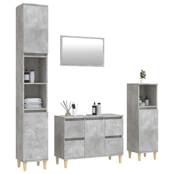 vidaXL Ensemble de meubles de salle de bain 4 pcs gris b&eacute;ton