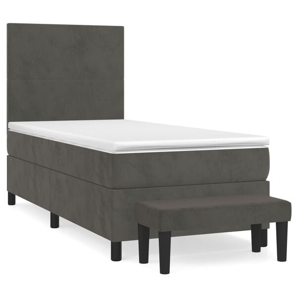 vidaXL Sommier &agrave; lattes de lit avec matelas Gris fonc&eacute; 100x200 cm