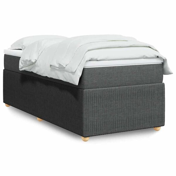 vidaXL Sommier à lattes de lit et matelas Gris foncé 90x190 cm Tissu