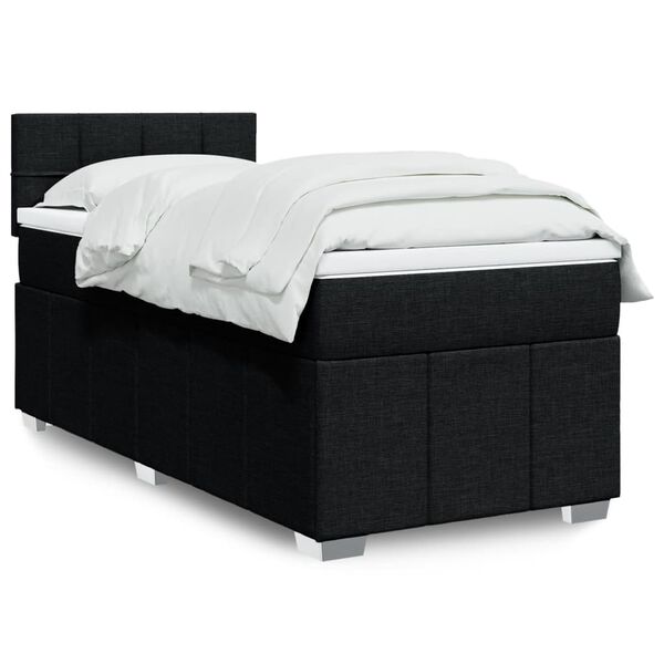 vidaXL Sommier &agrave; lattes de lit avec matelas Noir 90x190 cm Tissu