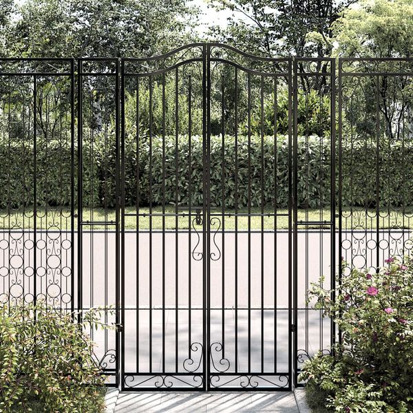 vidaXL Portail de jardin noir 121x8x180 cm fer forg&eacute;