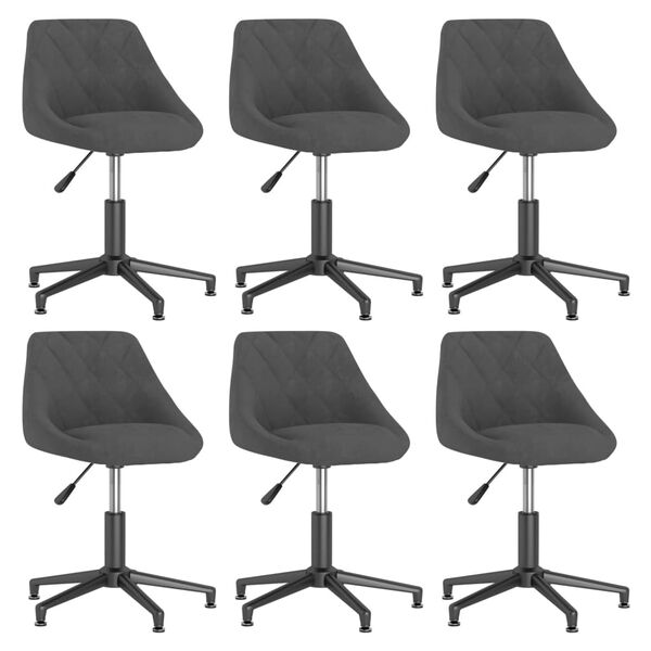 vidaXL Chaises pivotantes &agrave; manger lot de 6 gris fonc&eacute; velours