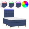 vidaXL Sommier &agrave; lattes de lit matelas et LED bleu 120x190 cm tissu