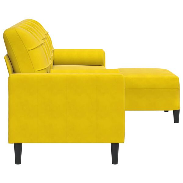 vidaXL Canap&eacute; &agrave; 3 places avec repose-pied jaune 210 cm velours