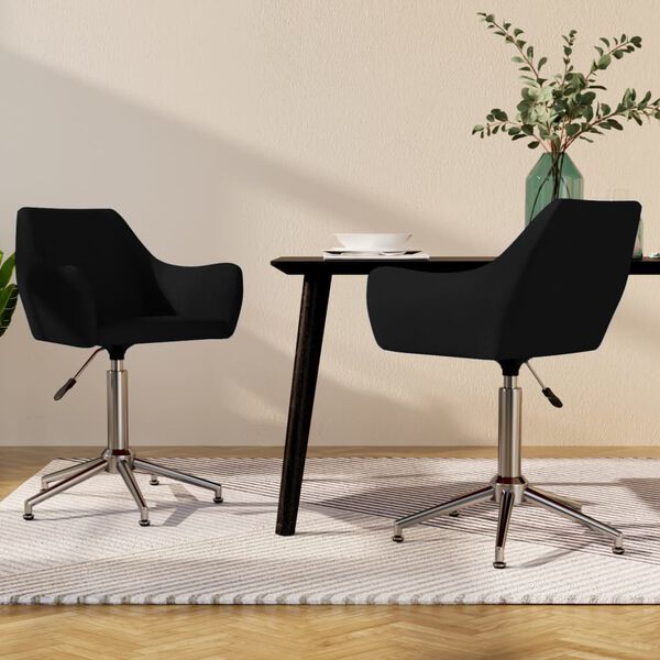 vidaXL Chaises pivotantes &agrave; manger lot de 2 Noir Tissu