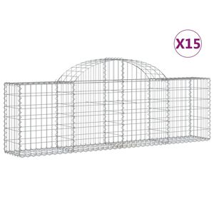 vidaXL Paniers &agrave; gabions arqu&eacute;s 15 pcs 200x30x60/80 cm Fer galvanis&eacute;