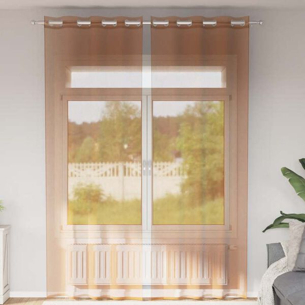 vidaXL Rideaux en voile avec &oelig;illets 2 pcs terre cuite