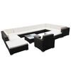 vidaXL Salon de jardin 12 pcs avec coussins r&eacute;sine tress&eacute;e noir