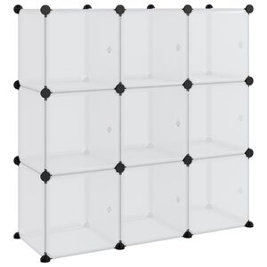vidaXL Organiseur de rangement en cube avec 9 cubes et portes en PP transparent