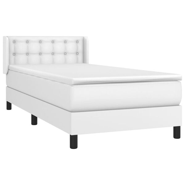 vidaXL Sommier &agrave; lattes de lit avec matelas Blanc 100x200cm Similicuir