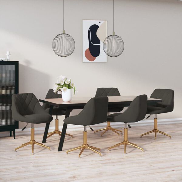 vidaXL Chaises pivotantes &agrave; manger lot de 6 gris fonc&eacute; velours