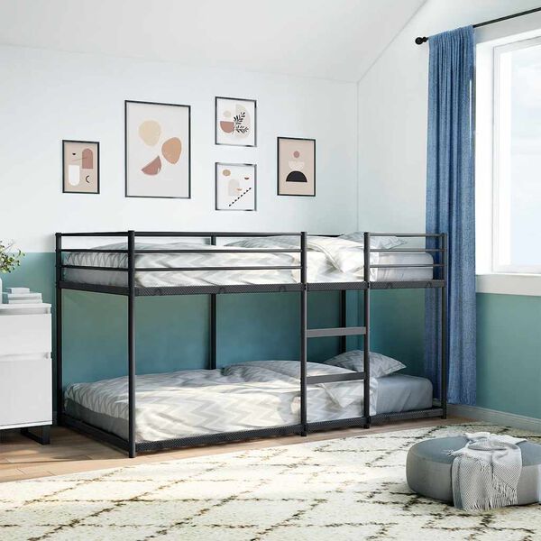 vidaXL Lit superpos&eacute; sans matelas noir 100x200 cm acier