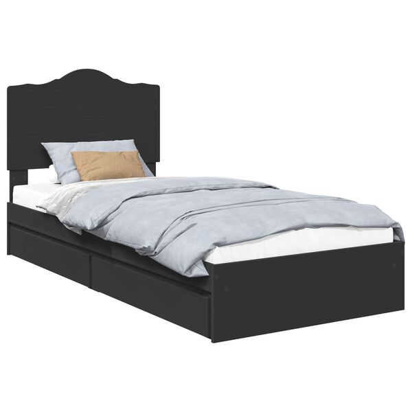 vidaXL Lit de Rangement Noir 100 x 200 cm Bois d'ing&eacute;nierie
