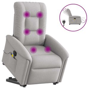 vidaXL Fauteuil inclinable de massage &eacute;lectrique gris nuage tissu