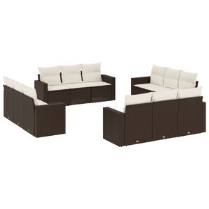 vidaXL Salon de jardin avec coussins 12 pcs marron r&eacute;sine tress&eacute;e