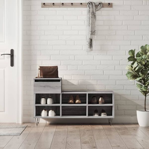 vidaXL Armoire &agrave; chaussures Sonoma gris 102x36x60 cm Bois d'ing&eacute;nierie