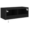 vidaXL Meuble TV mural avec lumi&egrave;res LED noir 80x35x31 cm