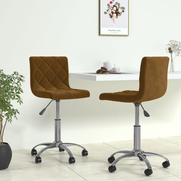 vidaXL Chaises pivotantes &agrave; manger lot de 2 Marron Velours