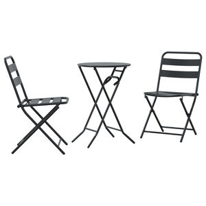 vidaXL Ensemble bistro de jardin 3 pcs Anthracite Acier