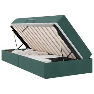 vidaXL Lit avec rangement et matelas Vert fonc&eacute; 90 x 200 cm Velours