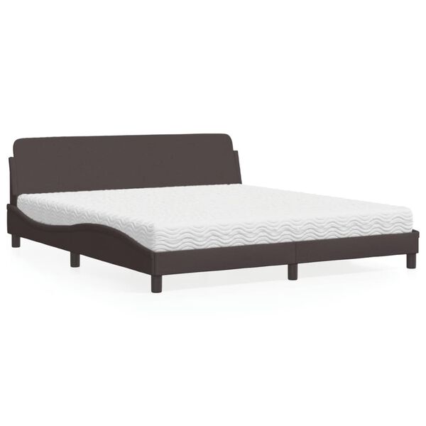 vidaXL Lit avec matelas Dover marron foncé 180x200 cm tissu