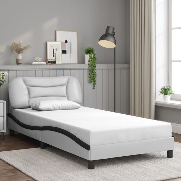 vidaXL Cadre de lit sans matelas Hvar blanc et noir 100x200 cm similicuir