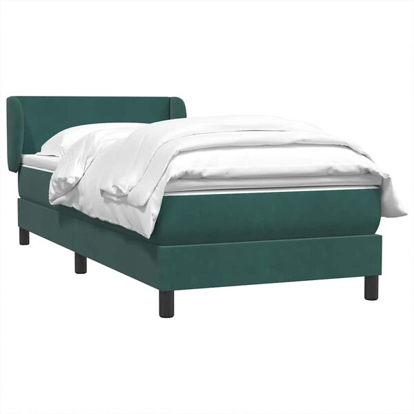 vidaXL Sommier &agrave; lattes de lit et matelas vert fonc&eacute; 100x210cm velours