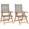 vidaXL Chaises de jardin lot de 2 gris bois massif d'acacia et rotin