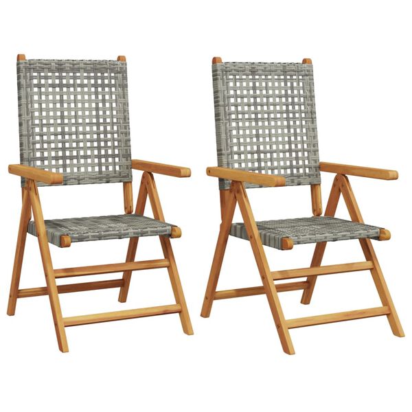 vidaXL Chaises de jardin lot de 2 gris bois massif d'acacia et rotin