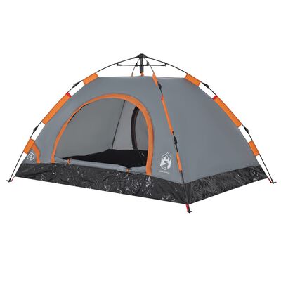 vidaXL Tente de camping 2 personnes gris et orange libération rapide