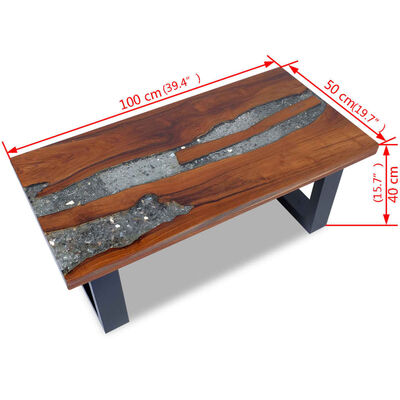 vidaXL Table basse Teck Résine 100x50 cm