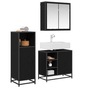 vidaXL Ensemble de mobilier de salle de bain 3 pcs Ch&ecirc;ne noir