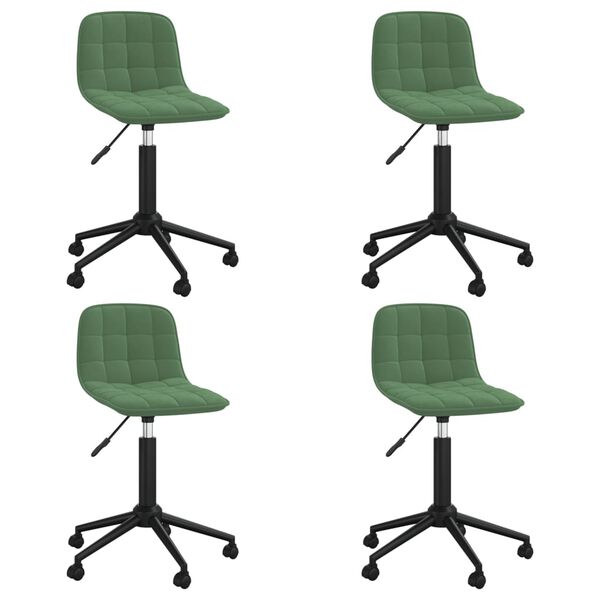 vidaXL Chaises pivotantes &agrave; manger lot de 4 vert fonc&eacute; velours