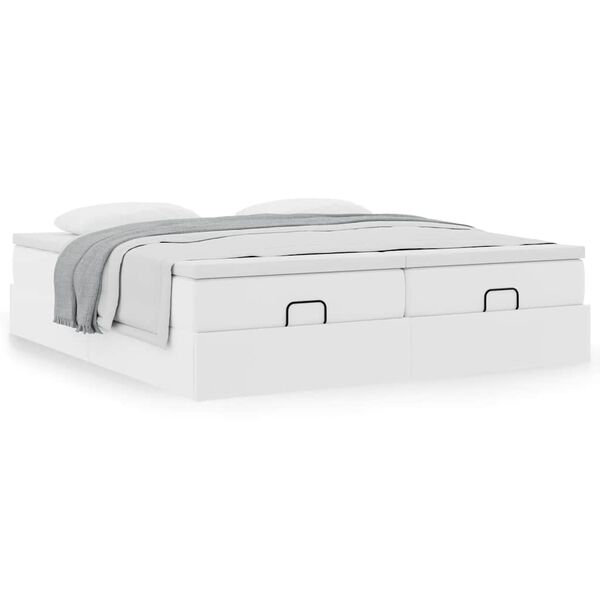 VidaXL Cadre de lit ottoman avec matelas blanc 180x200 cm similicuir