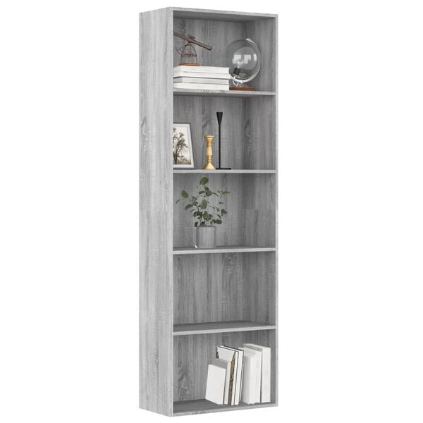 vidaXL Biblioth&egrave;que 5 niveaux Sonoma gris 60x30x189 cm