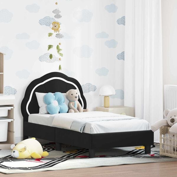 vidaXL Cadre de lit pour tout-petit avec t&ecirc;te de lit Noir 70 x 140 cm