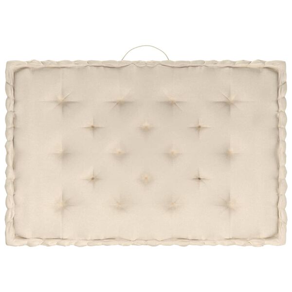 vidaXL Coussins de plancher de palette lot de 3 Beige Coton