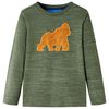 T-shirt enfants avec manches longues m&eacute;lange kaki 116