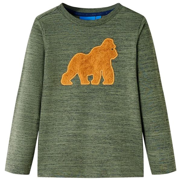 T-shirt enfants avec manches longues m&eacute;lange kaki 116