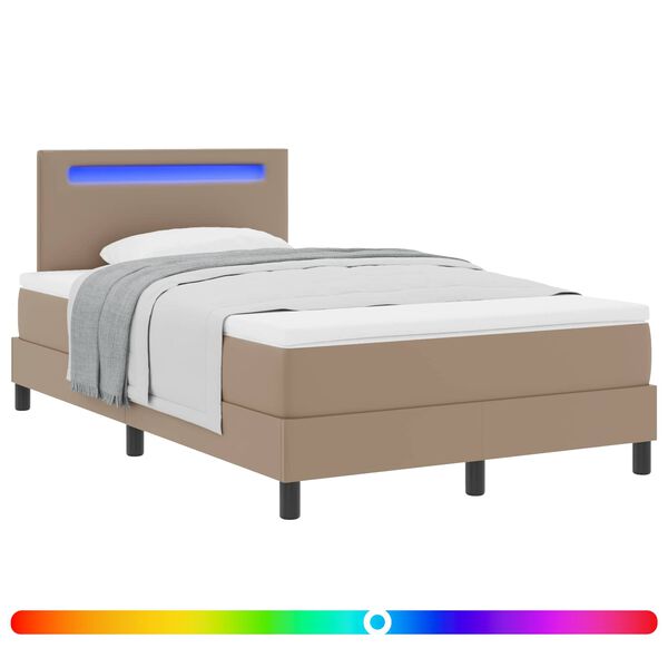 vidaXL Lit &agrave; ressorts avec matelas Cappuccino 120 x 190 cm Simili cuir