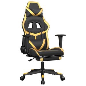 vidaXL Chaise de jeu de massage avec repose-pied Noir&Dor&eacute; Similicuir