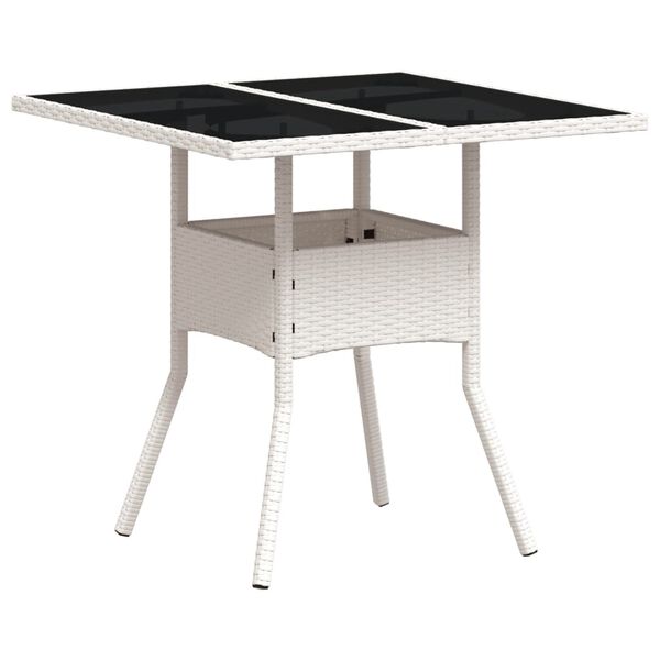 vidaXL Ensemble &agrave; manger de jardin et coussins 5 pcs blanc rotin verre