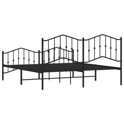 vidaXL Cadre de lit métal sans matelas avec pied de lit noir 183x213cm