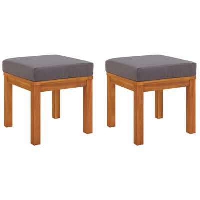 vidaXL Tabourets de jardin et coussins lot de 2 Acacia solide