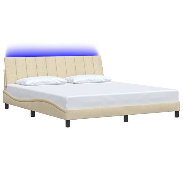 vidaXL Cadre de lit sans matelas Hanko cr&egrave;me 180x200 cm tissu