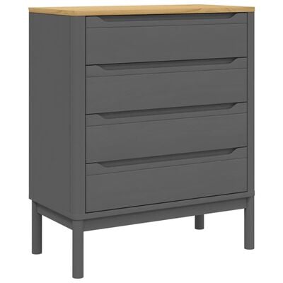 vidaXL Commode FLORO gris bois de pin massif