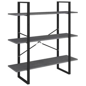 vidaXL Biblioth&egrave;que &agrave; 3 niveaux Gris 100x30x105 cm Bois de pin massif