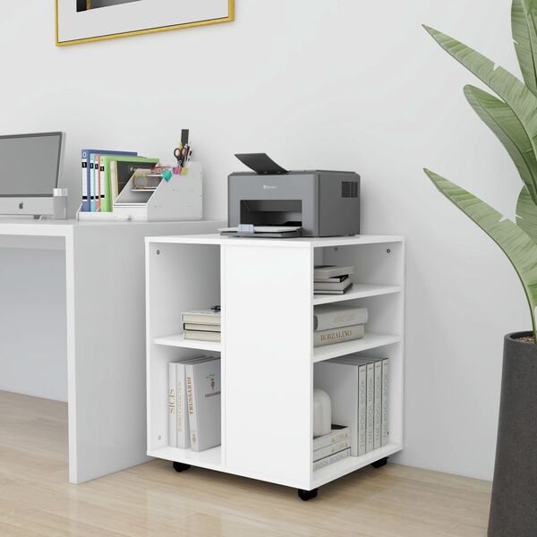 vidaXL Armoire &agrave; roulettes Blanc 60x53x72 cm Bois d&rsquo;ing&eacute;nierie