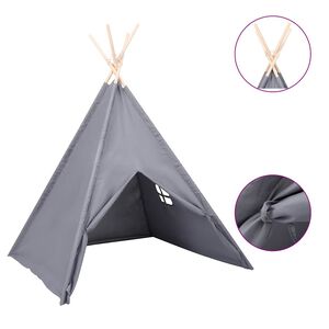 vidaXL Tente tipi d'enfants avec sac Peau de p&ecirc;che Gris 120x120x150 cm
