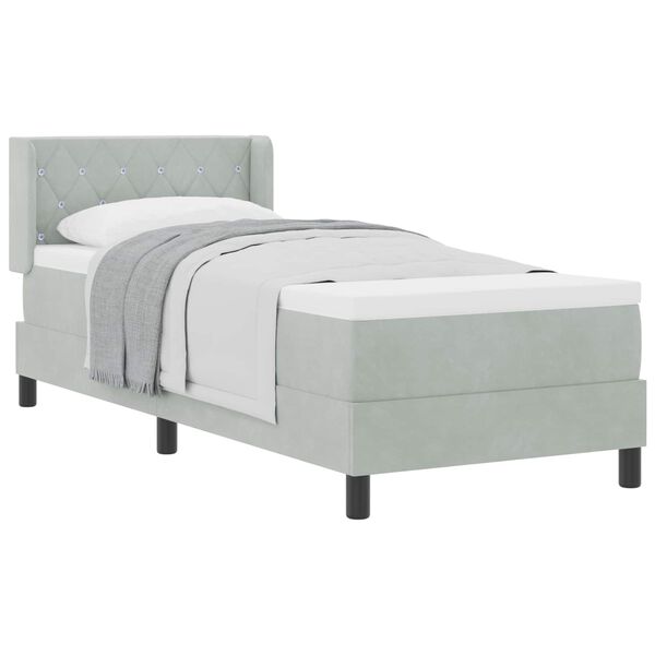 vidaXL Lit &agrave; ressorts avec matelas Gris clair 200 x 80 cm Polyester